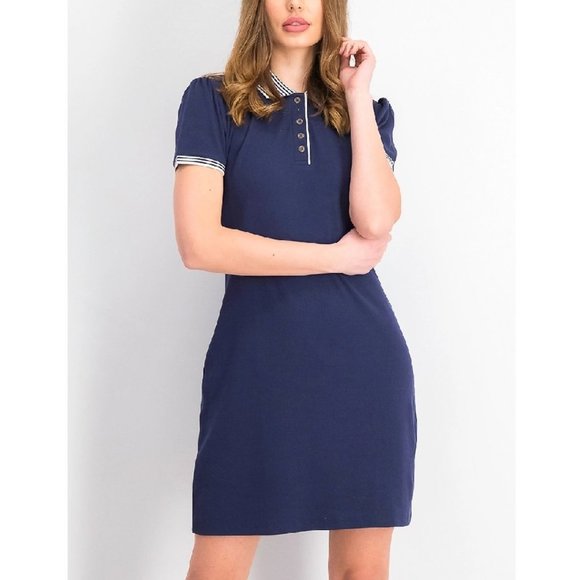 Maison Jules Striped-Trim Polo-Shirtdress - Picture 1 of 6